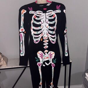 NWT size M Old Navy Black Pajamas with Colorful Skeleton Design